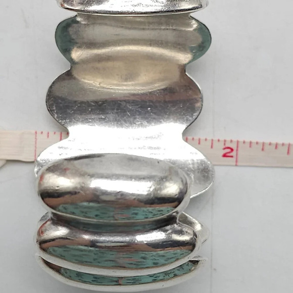 Vintage Taxco Mexican Sterling Silver Cuff Bracelet 86 grams Wide Ribbed Design - Picture 8 of 8